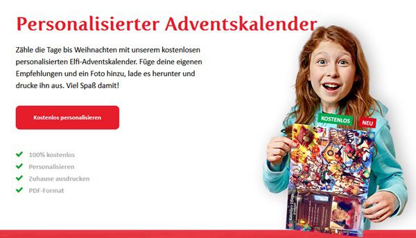 Personalisierten Elfi Adventskalender gratis erstellen und ausdrucken