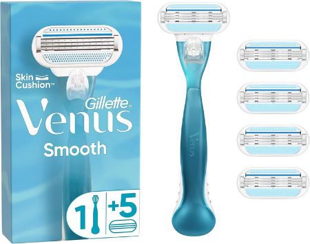 5er Pack Gillette Venus Smooth Rasierklingen + Handstück für 9,59€ (statt 17€)