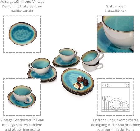 Sänger Capri Kaffeeservice aus Steingut für 4 Personen für 64,37€ (statt 85€)