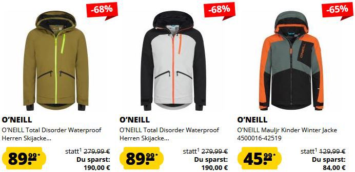 O’NEILL Jacken Sale mit bis zu  69% Rabatt + 5€ Gutschein ab 60€