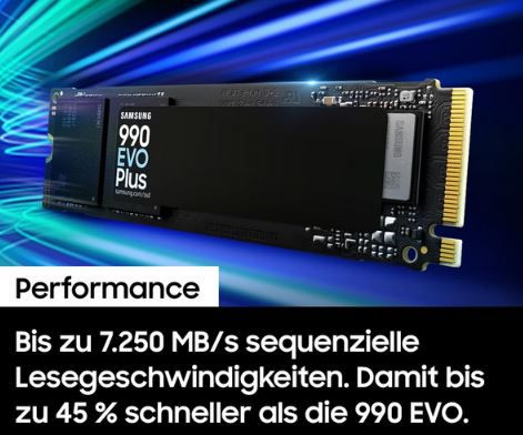 Samsung 990 EVO Plus NVMe M.2 SSD mit 2 TB für 128,99€ (statt 143€)