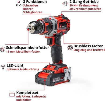 Einhell Professional TP CD 18/50 Akku Schlagbohrschrauber Set für 99,99€ (statt 128€)