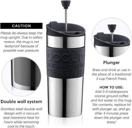 Bodum Travel Press Kaffeebereiter, 0,35L für 11,95€ (statt 27€)