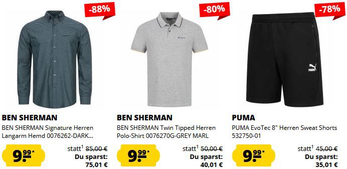 🔥👕 SportSpar Fixpreis Sale   Alle Artikel nur 9,99€ zzgl. VSK + 5€ Gutschein ab 60€