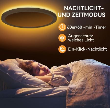 JESLED LED Deckenleuchte mit Fernbedienung, 2.400lm für 18,99€ (statt 38€)