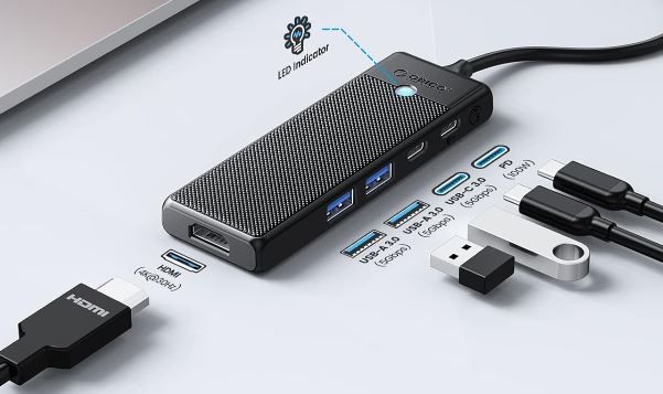 ORICO 5 in 1 USB C Docking Station mit 100W PD für 7,99€ (statt 16€)