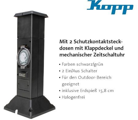 Kopp Energiesäule/Gartensteckdose mit 2 Steckdosen für 17,99€ (statt 28€)