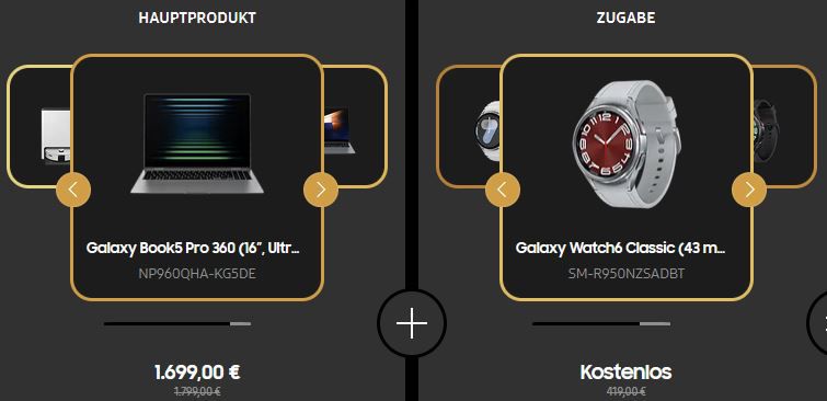 🔥 Galaxy Book5 Pro 360, 16 + Galaxy Watch6 Classic, 43mm, BT für 1.614€ (statt 1.933€)