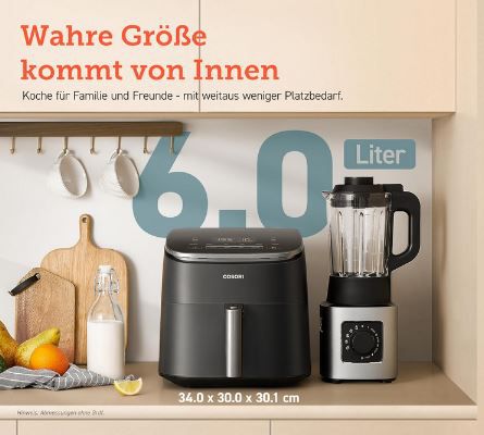 Cosori Turboblaze 9 in 1 Heißluftfritteuse, 6L für 119,99€ (statt 145€)