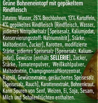 Dreistern Grüne Bohneneintopf mit Rindfleisch, 400g ab 1,70€ (statt 2,50€)