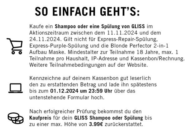 Gliss Shampoo oder Spülung gratis ausprobieren