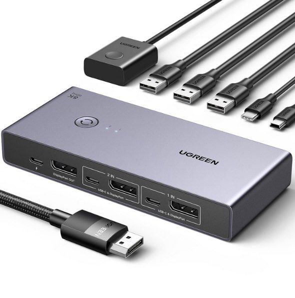 UGREEN 8K@60Hz KVM Switch mit USB-C & Displayport für 59,99€ (statt 90€)