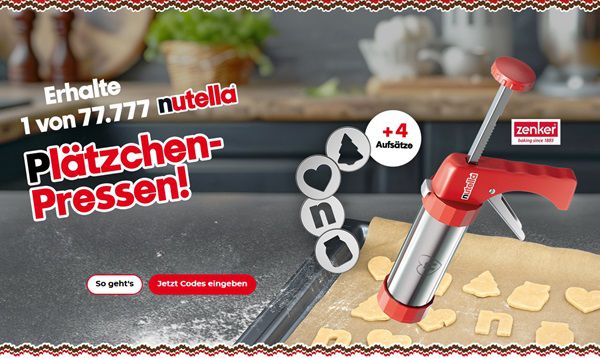 Mit dem Kauf von Nutella Plätzchen Presse kostenlos abfassen