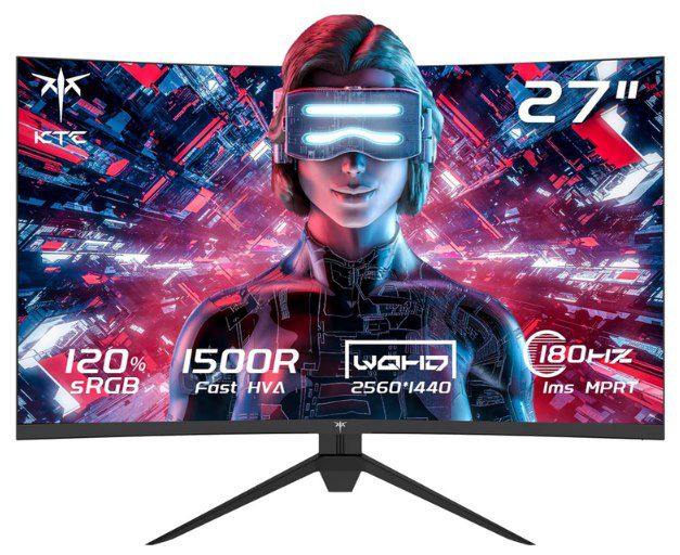 KTC H27S17   27 Zoll Curved 180Hz QHD Gaming Monitor für 159,99€ (statt 180€)