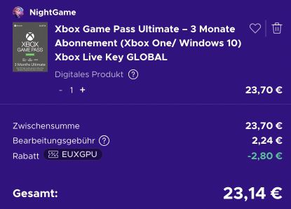 🎮 3 Monate Xbox Game Pass Ultimate für 23,14€ (statt 37€)