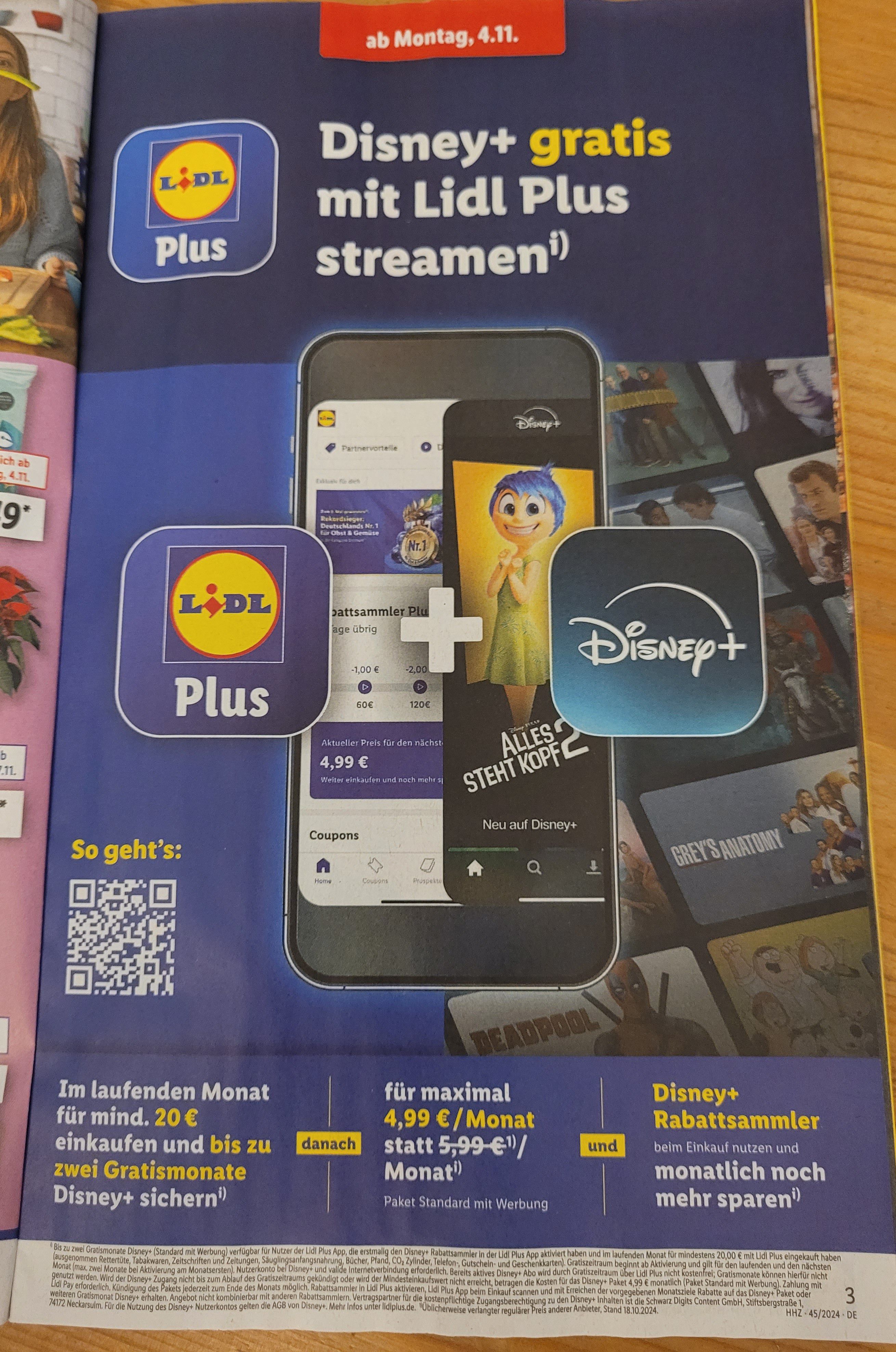 Disney+ gratis mit Lidl Plus App