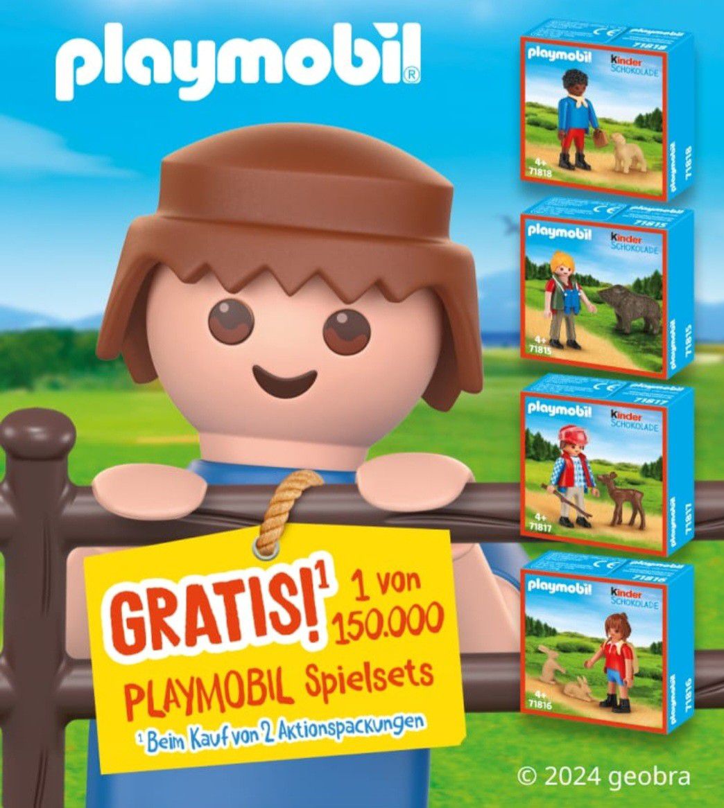 Gratis Playmobil Spielsets beim Kauf von 2 Aktionspackungen Kinder Schokoladd