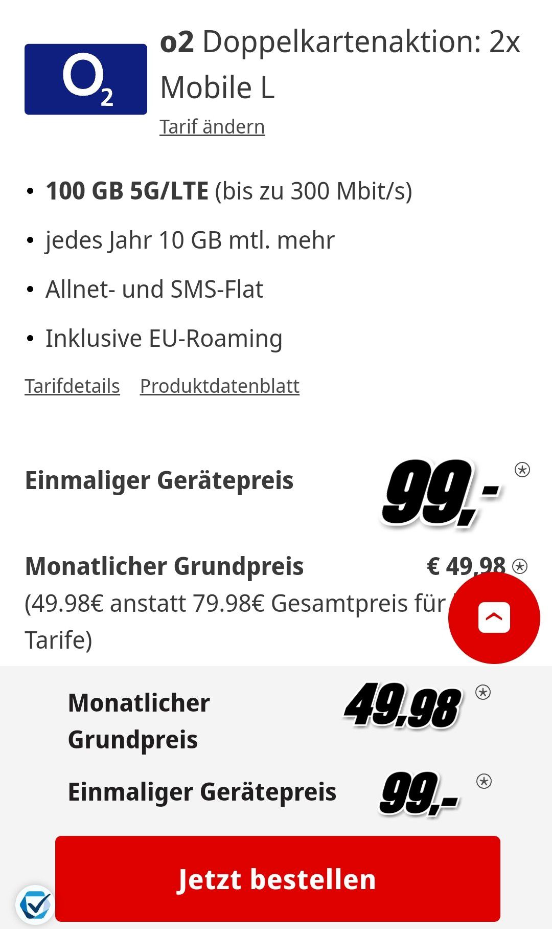 Apple Iphone 16 Pro / Doppelkarten Aktion 49,98 Eur monatlich