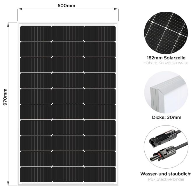 Neopolar 110W 12V Solarpanel mit Aluminiumrahmen für 29,99€ (statt 50€)