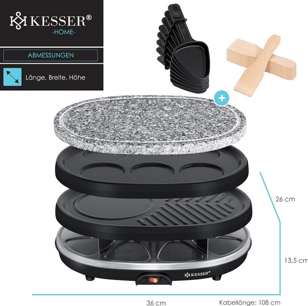 🥓 KESSER 3in1 Raclette Grill mit Naturgrillstein für 8 Personen für 49,80€ (statt 69€)