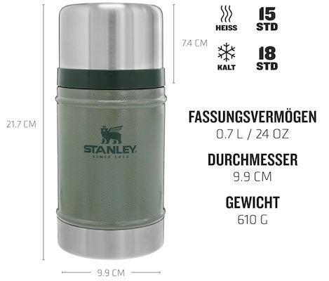 0,7L Stanley Classic Legendary Thermobehälter in Grün für 37,89€ (statt 44€)