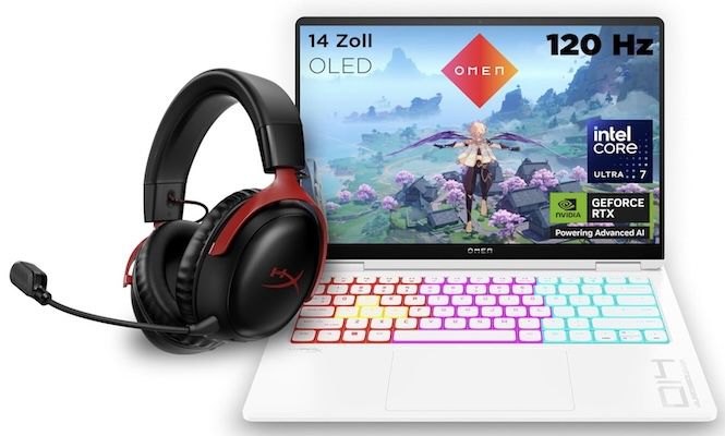 HP OMEN Transcend 14 Gaming Laptop + HyperX Cloud III Wireless für 1.499€ (statt 1.899€)