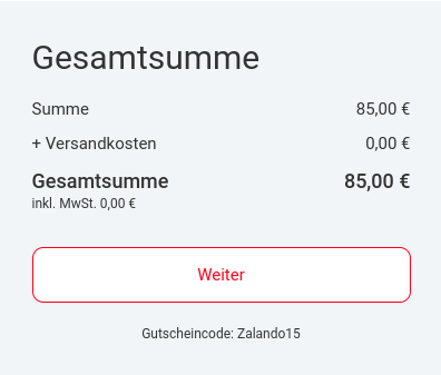 15% Rabatt auf Zalando Geschenkkarten z.B. 50€ für 42,50€ / 100€ für 85€