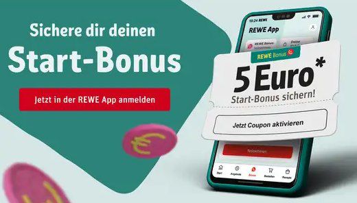 💰😋 Neu: REWE Bonus App mit 5€ Gutschein (ab 30€)