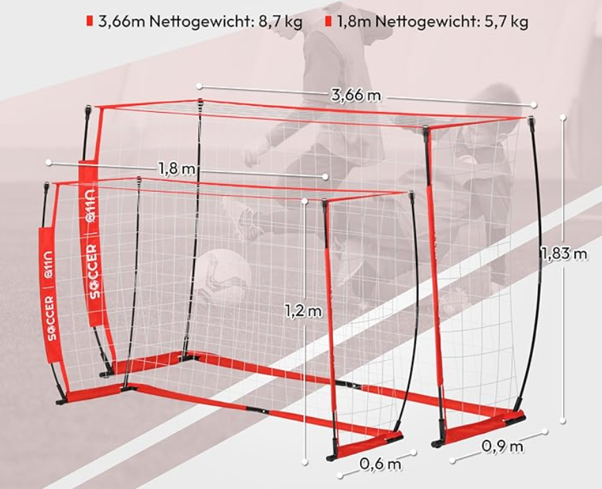 A11N  Fußballtor mit Transporttasche in 2 Größen ab 24,99€ (statt 50€)