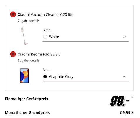 😱 Xiaomi Redmi Note 13 Pro + Redmi Tablet + Xiaomi Staubsauger + o2 Allnet 4GB für 9,99€ mtl.