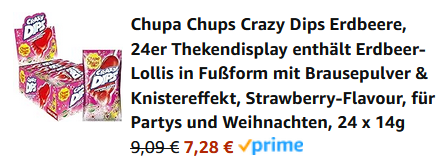 🍭24er Pack Chupa Chups Crazy Dips Erdbeere Lollis für 7,28€ (statt 14€)