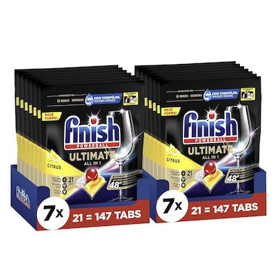 294x Finish Ultimate All in 1 Citrus Spülmaschinentabs für 39,99€ (statt 52€) – nur 0,14€ pro Tab!