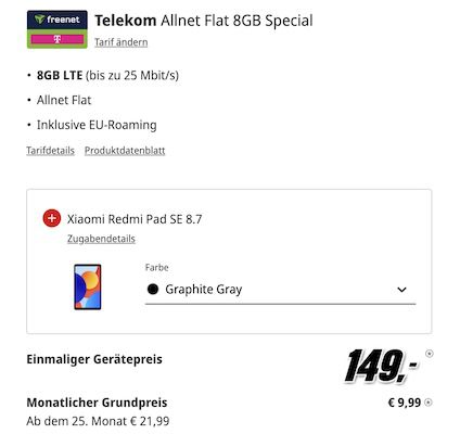 BÄM 🤯 Xiaomi 14T + Redmi Tablet für 149€ + Telekom Allnet 8GB für 9,99€ mtl.