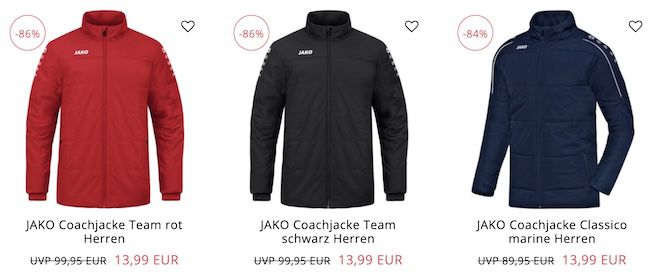 JAKO Team Coach Jacke für 19,94€ (statt 48€)