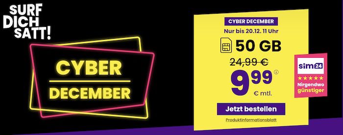 📱 sim24 Allnet Flat mit 10GB 5G für 4,99€ / 20GB für 6,99€ / 50GB für 9,99€ mtl.