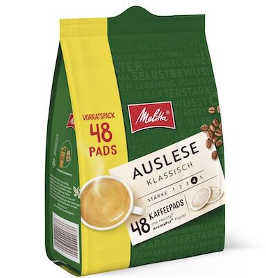 ☕️ 48er Pack Melitta Auslese Kaffee Pads (Stärke 4/5) für 4,49€ (statt 7€)