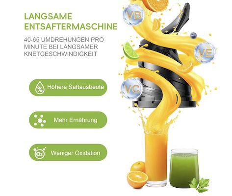 🍎🥕 BioloMix Kaltpress Entsafter mit extra großem Einfüllschacht für 105,99€ (statt 159€)