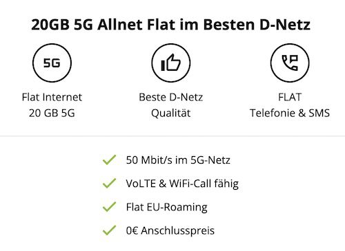 🔥 Telekom Allnet Flat mit 20GB 5G für 7,99€ mtl.