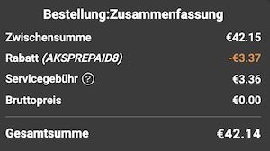 🍔 50€ Lieferando Gutscheinkarte für 42,14€