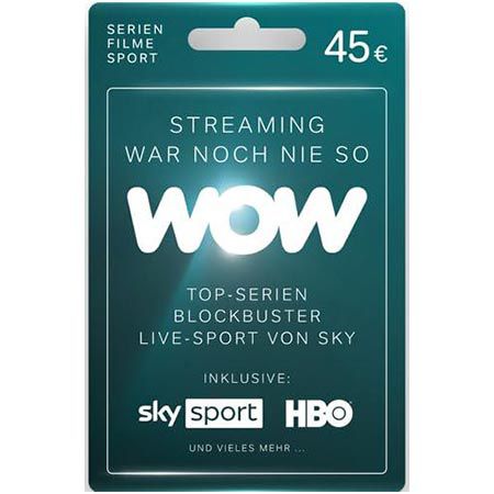 📺 45€ WOW Streaming Guthabenkarte   Gutschein per Post für 38,25€