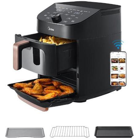 🍟 Midea Double Stack, Heißluftfritteuse mit Smart WIFI Sync, 11L für 164,99€ (statt 210€)