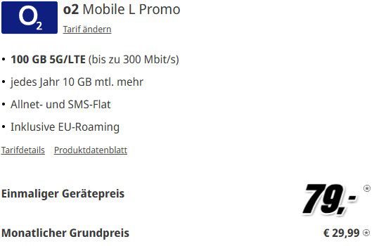 💣 Apple iPhone 15 für 79€ + o2 Allnet 100GB LTE/5G für 29,99€ mtl.