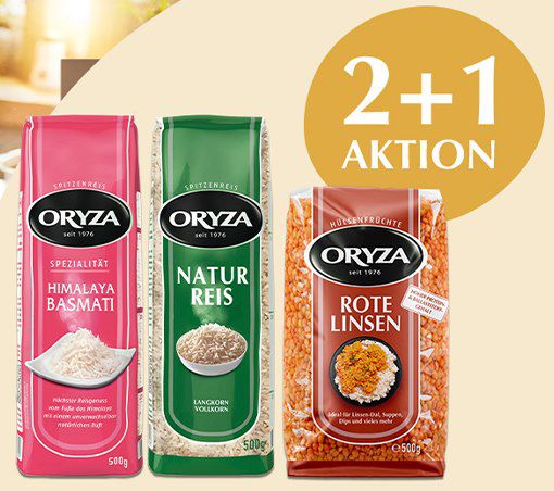 2+1 Aktion: ORYZA Hülsenfrüchte (Cashback)