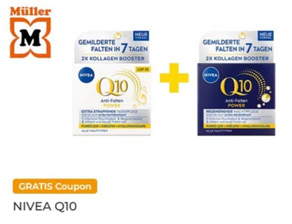 Couponplatz: 1x NIVEA Q10 Tagespflege kaufen, 1x NIVEA Q10 Nachtpflege gratis dazu