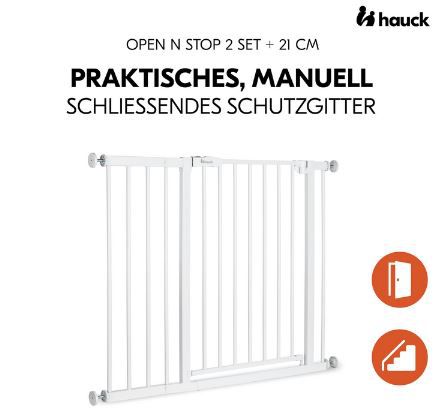 hauck Open N Stop 2 Türschutzgitter inkl. 21 cm Verlängerung für 45,59€ (statt 60€)