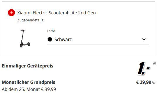 🔥 Eff. GEWINN: Xiaomi 14T Pro + GRATIS Xiaomi 4 Lite Scooter + o2 100 GB für 29,99€ mtl.