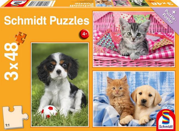 🧩 Schmidt Meine liebsten Haustierbabys Puzzle, 3x48 Teile für 4,50€ (statt 11€)