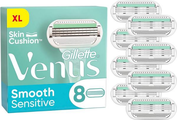 8er Pack Gillette Venus Smooth Sensitive Rasierklingen für 15,49€ (statt 22€)