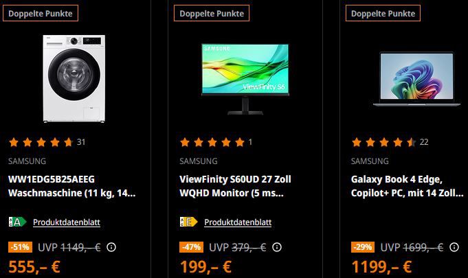 🔥 Saturn meets Samsung Cyber Week Deals   z.B. Wärmepumpentrockner, 8 kg ab 499€ (statt 649€)