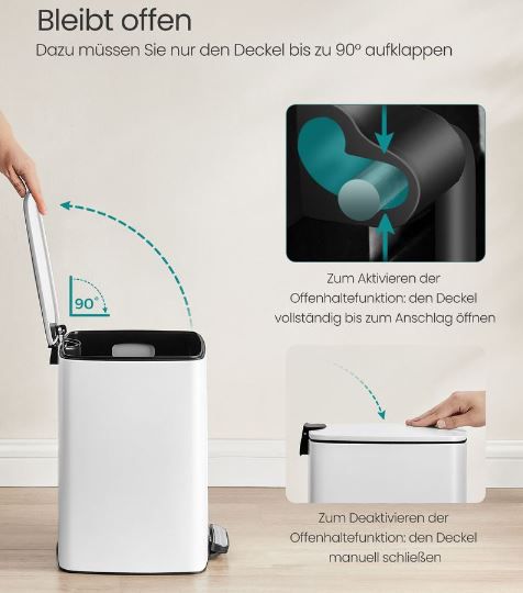 🗑️ SONGMICS Stahl Mülleimer mit 20 Liter für 29,99€ (statt 50€)